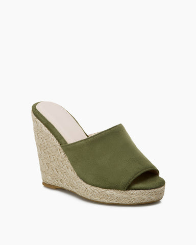 Open Toe Platform Espadrilles Slip On Wedge Sandals