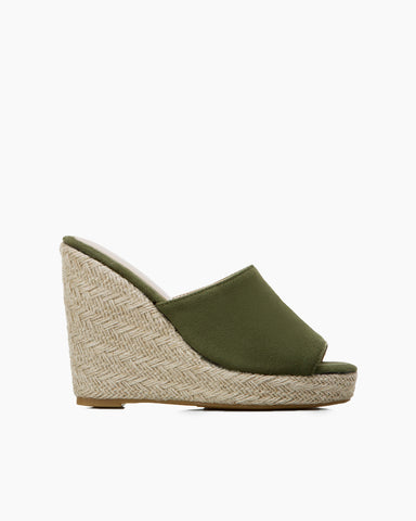 Open Toe Platform Espadrilles Slip On Wedge Sandals