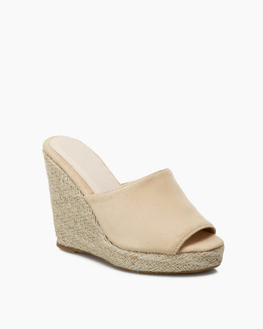 Open Toe Platform Espadrilles Slip On Wedge Sandals