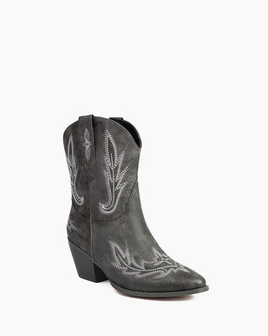 Embroidery Mid Calf Cowgirl Stitched Western Boots