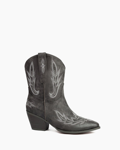 Embroidery Mid Calf Cowgirl Stitched Western Boots