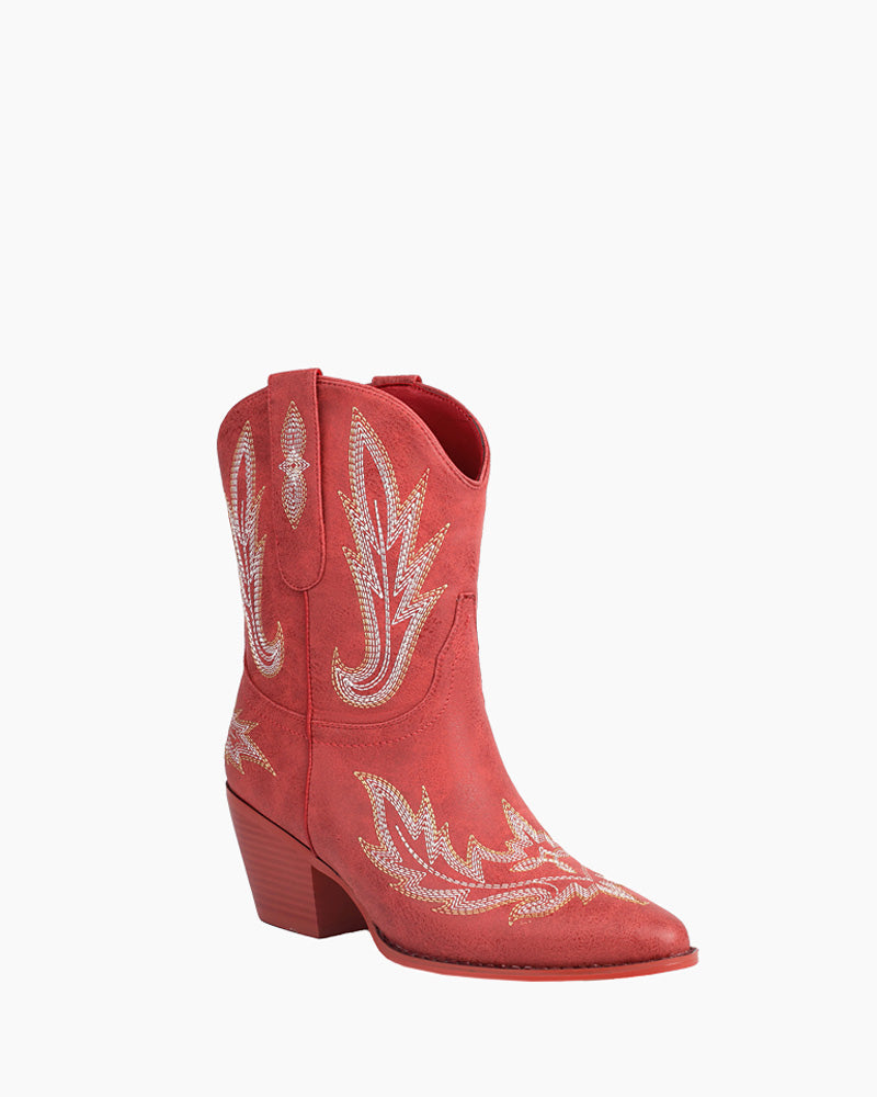 Embroidery Mid Calf Cowgirl Stitched Western Boots