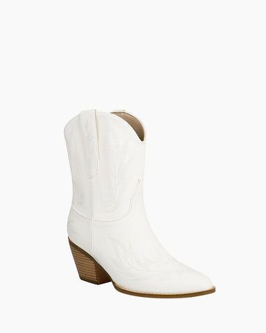 Embroidery Mid Calf Cowgirl Stitched Western Boots