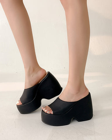 High Chunky Platform Wedge SIides Sandals