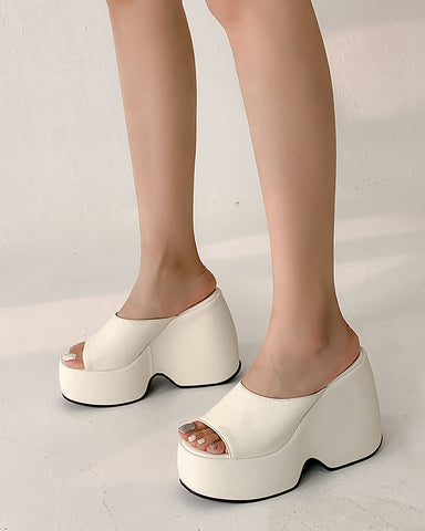 High Chunky Platform Wedge SIides Sandals