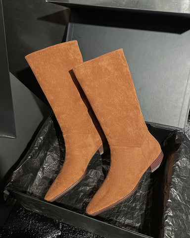 Sophisticated Suede Mid-Calf Fall Weather Winter Boots