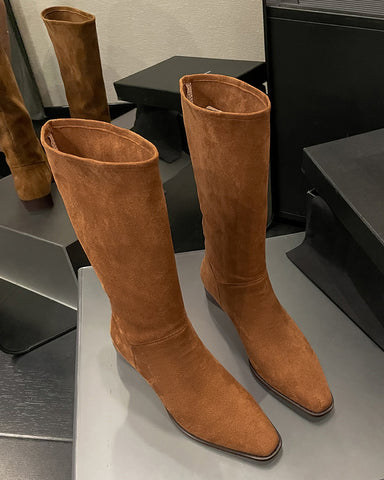 Sophisticated Suede Mid-Calf Fall Weather Winter Boots