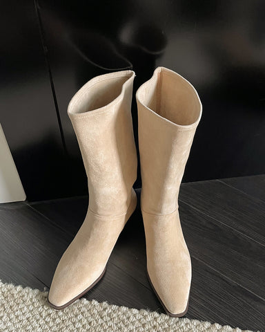 Sophisticated Suede Mid-Calf Fall Weather Winter Boots