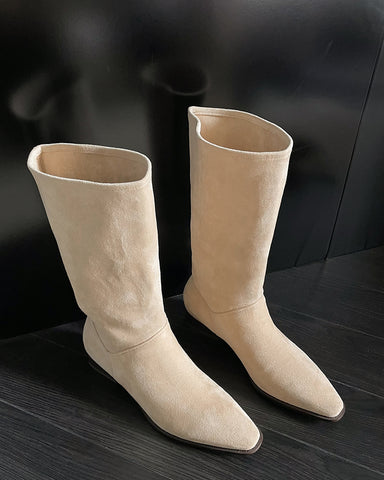 Sophisticated Suede Mid-Calf Fall Weather Winter Boots