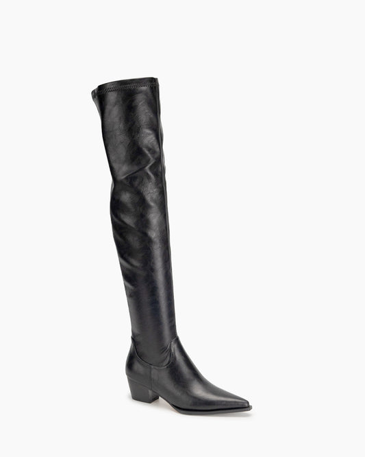 Stretch Thigh High Chunky Heel Over The Knee Boots