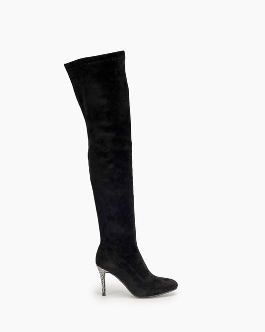 Rhinestone Stiletto Heels Over the Knee High Boots