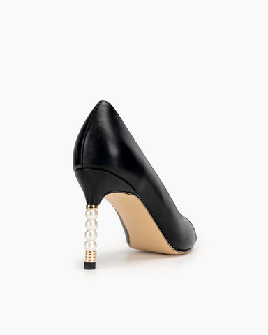 Chanel Black Lamb Leather Cap Toe Pointed Toe CC Logo Heels Pumps – The  Global Collective Co.