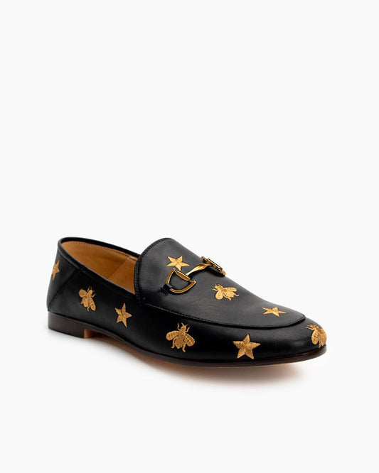 Alina Bee and Star Embroidery Leather Loafers