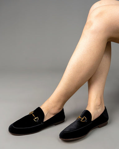 Alina Luxurious Velvet Slip-On Flat Loafers