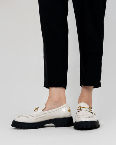 Alina Bee Embroidery Platform Leather Loafers