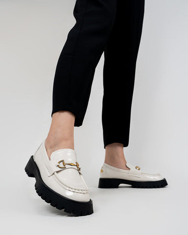 Alina Bee Embroidery Platform Leather Loafers