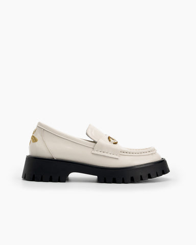 Alina Bee Embroidery Platform Leather Loafers