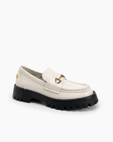 Alina Bee Embroidery Platform Leather Loafers