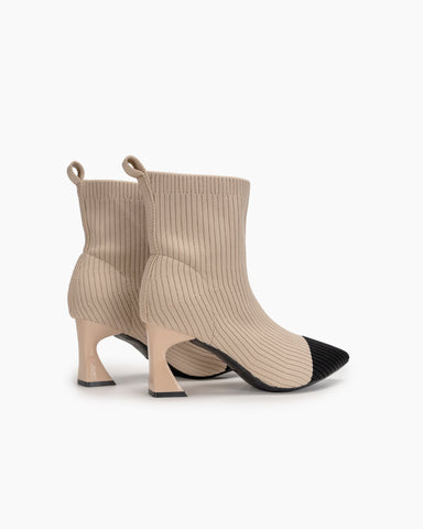 Knit-Stretch-Mid-Calf-Slip-On-Chunky-Ankle-Booties