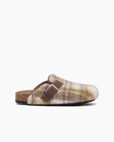 Thick-soled Furry Check Birkenstocks