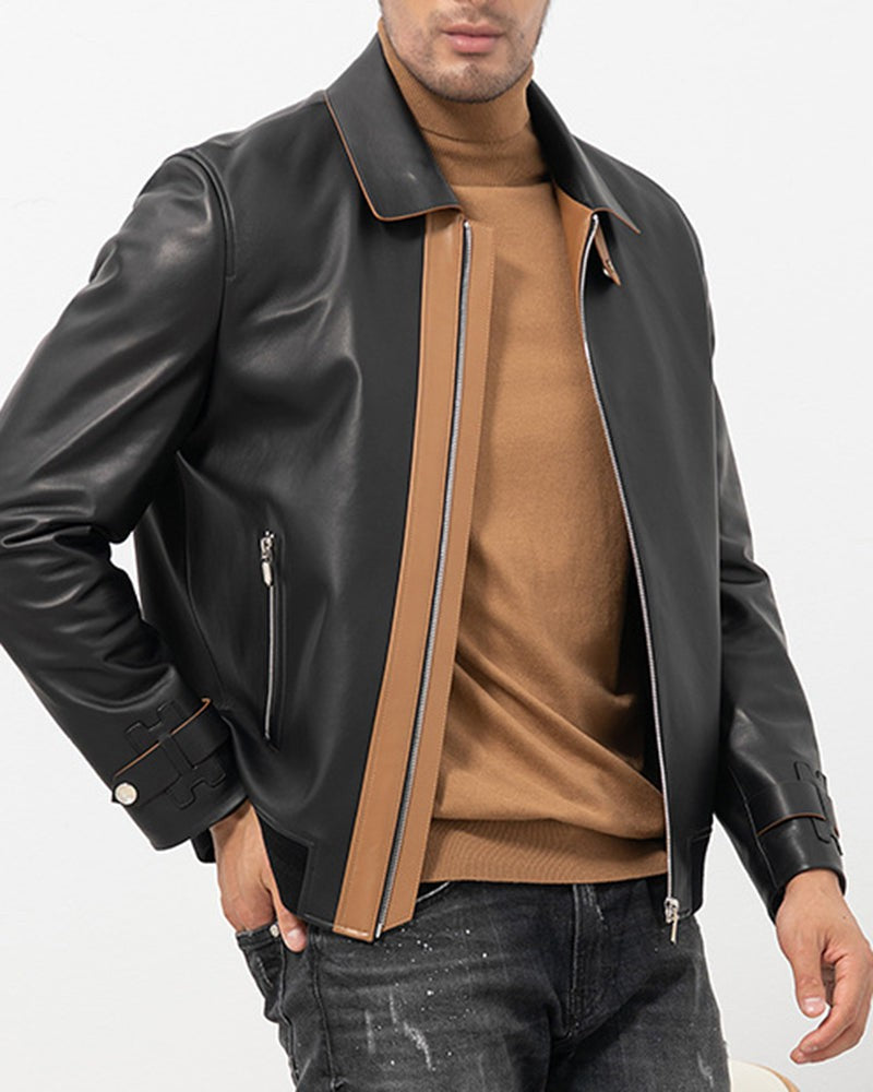 Men's 100% Sheep Leather Harrington Jacket