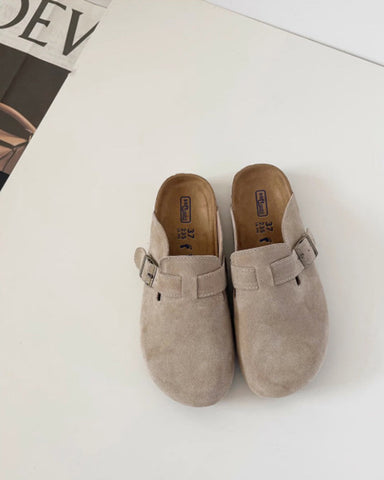 Suede Casual Adjustable Strap Clogs Mules