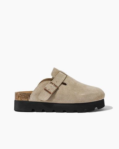 Closed toe half-slip cowhide Birkenstocks