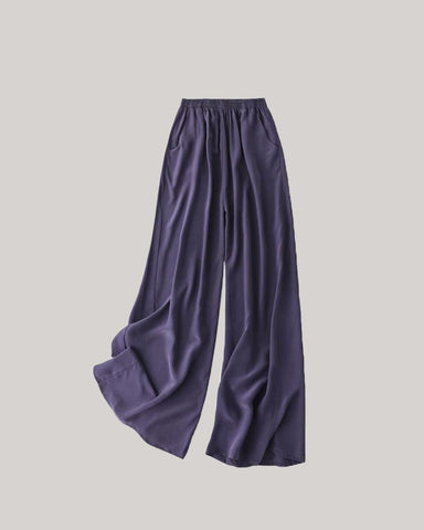 100% Washable Silk Soft Drawstring Wide Leg Pants