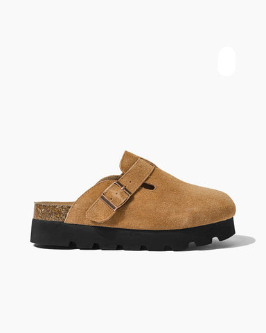 Closed toe half-slip cowhide Birkenstocks