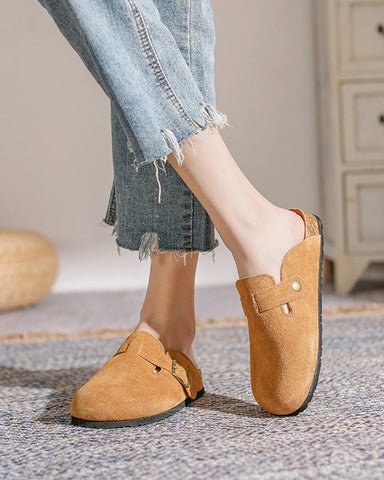 Suede Casual Adjustable Strap Clogs Mules