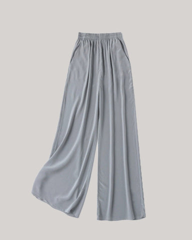 100% Washable Silk Soft Drawstring Wide Leg Pants