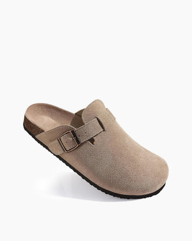 Women's Suede Leather Cork Footbed Mules