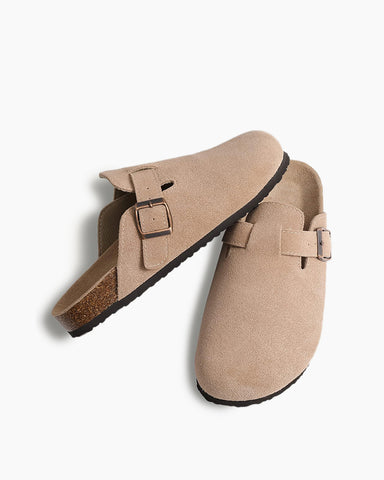 Women's Suede Leather Cork Footbed Mules