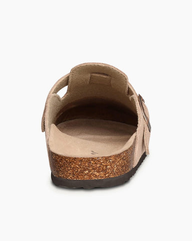 Women's Suede Leather Cork Footbed Mules