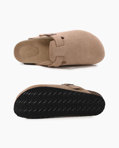 Women's Suede Leather Cork Footbed Mules