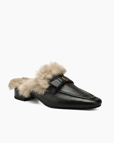 Winter Top Layer Sheepskin Mule Slippers