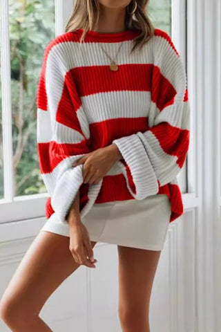 Autumn Breeze Colorblock Striped Bell Sleeve Cardigan