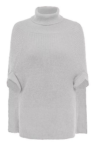 Chic Layers Cape-style Turtleneck Knit Sweater Top