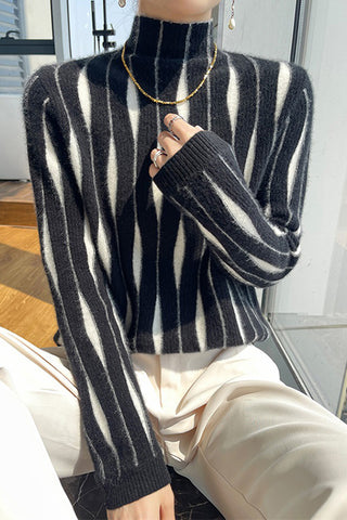 Regular Fit Striped Urban Turtleneck Sweater