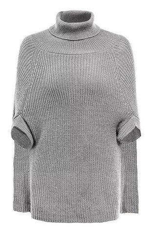 Chic Layers Cape-style Turtleneck Knit Sweater Top