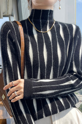 Regular Fit Striped Urban Turtleneck Sweater