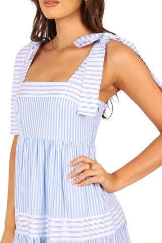 Striped Paneled Cotton Casual Longdress