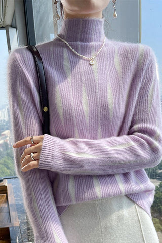 Regular Fit Striped Urban Turtleneck Sweater