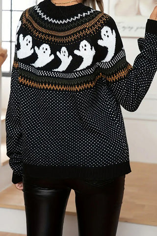 Halloween Ghost Retro Polka Dot Sweater