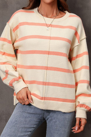 Striped Loose Crewneck Rugby Sweater