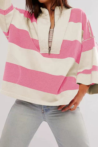 Stripe Long Sleeve Crop Rugby Shirt