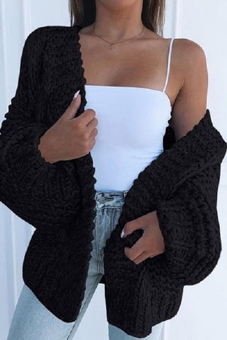 Cardigan Knitted Scarf Collar Long Sleeve Sweater