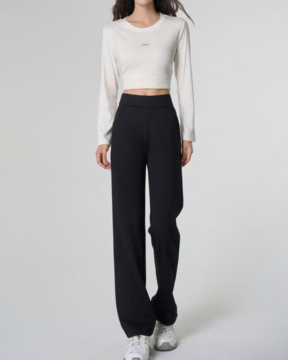 Anti Wrinkle Ponte Wide Leg Straight Pants