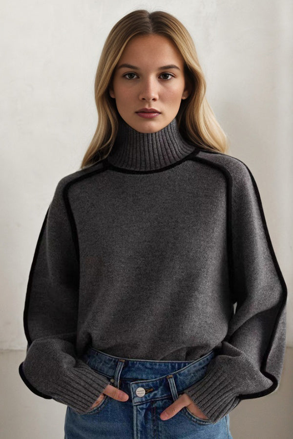 Half Turtleneck Striped Slim Pullover Sweater