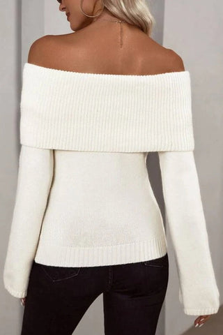 Casual Cool Boat Neck Knitted Long Sleeve Sweater